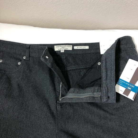 Jones New York Sport Cotton Blend Shape Control Slimming Panel Charcoal Jeans 18 - Picture 12 of 16